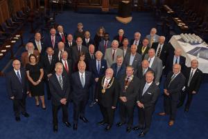 Rotary Club President Clive Murray, Professor Isla Mackenzie and Lord Dean of Guild Scott Williamson with the monitors.